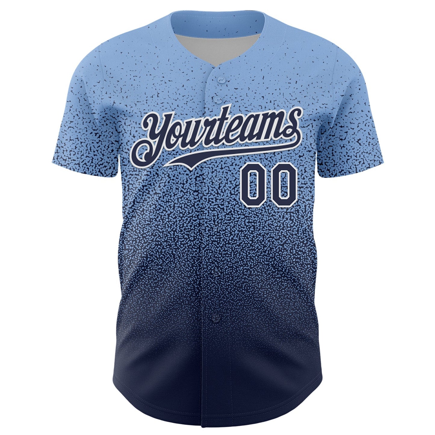 Custom Light Blue Navy-White Fade Fashion Speckle Authentic Baseball Jersey baseball jersey product view 2