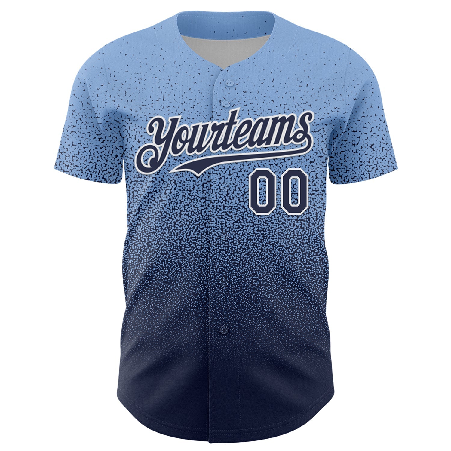 Custom Light Blue Navy-White Fade Fashion Speckle Authentic Baseball Jersey baseball jersey product view 2