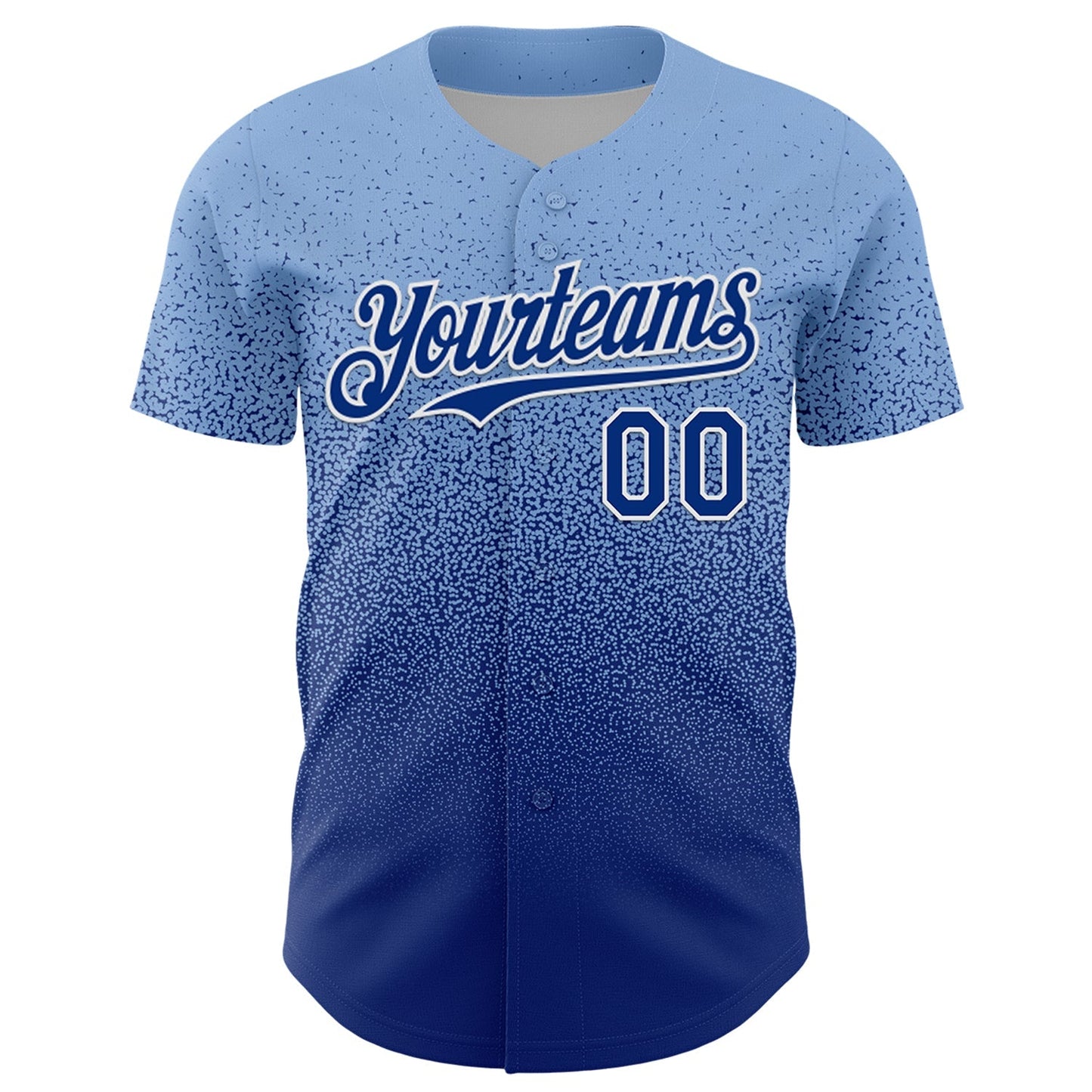 Custom Light Blue Royal-White Fade Fashion Speckle Authentic Baseball Jersey baseball jersey product view 2