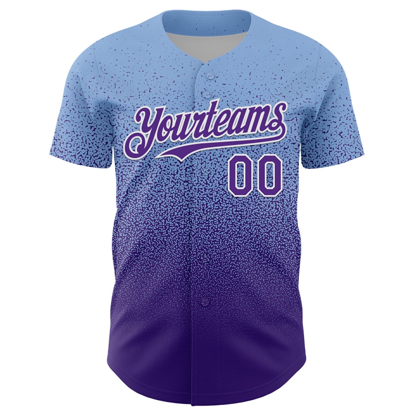 Custom Light Blue Purple-White Fade Fashion Speckle Authentic Baseball Jersey baseball jersey product view 2