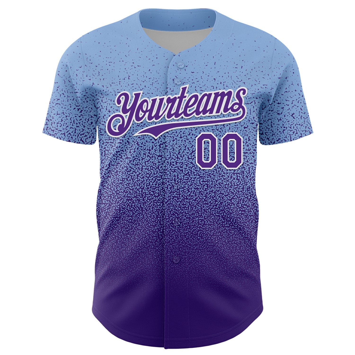 Custom Light Blue Purple-White Fade Fashion Speckle Authentic Baseball Jersey baseball jersey product view 2