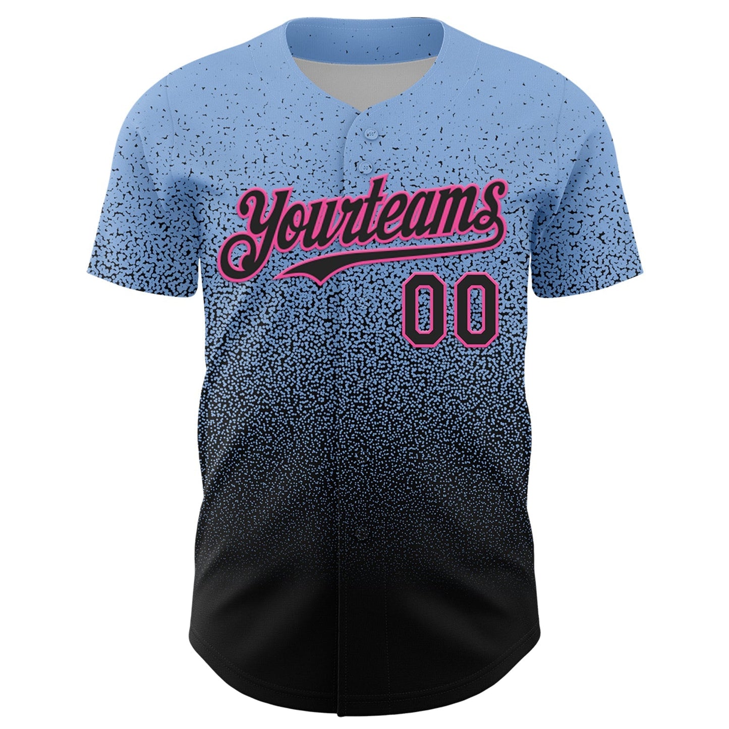 Custom Light Blue Black-Pink Fade Fashion Speckle Authentic Baseball Jersey baseball jersey product view 2