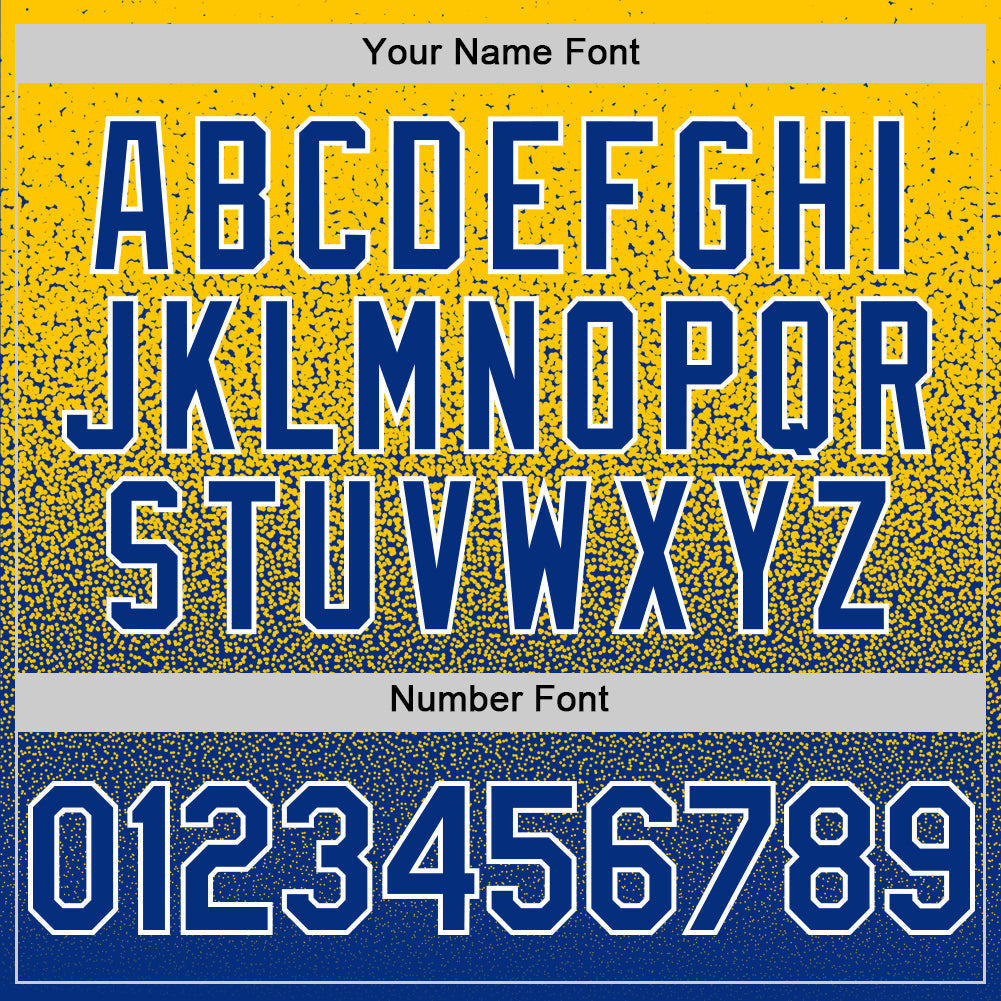 Custom Yellow Royal-White Fade Fashion Speckle Authentic Baseball Jersey baseball jersey product view 5