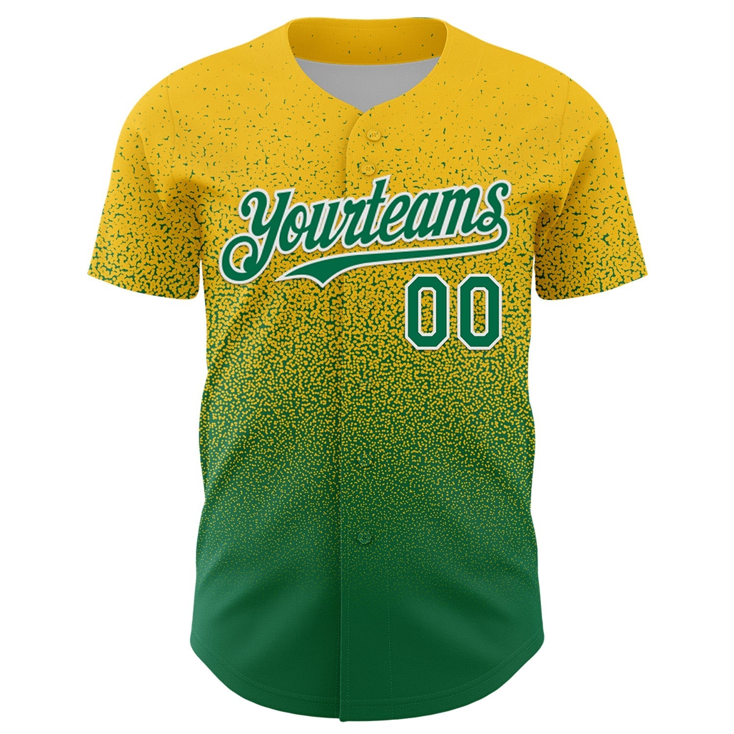 Custom Yellow Kelly Green-White Fade Fashion Speckle Authentic Baseball Jersey baseball jersey product view 2