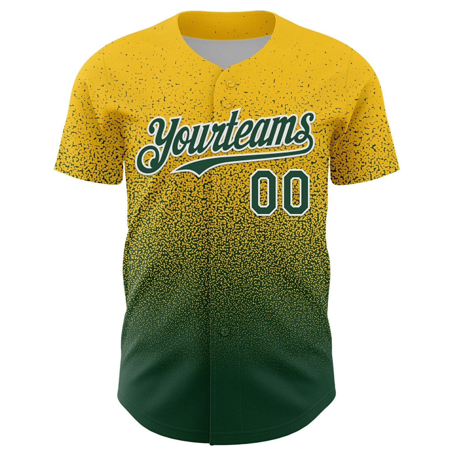 Custom Yellow Green-White Fade Fashion Speckle Authentic Baseball Jersey baseball jersey product view 2