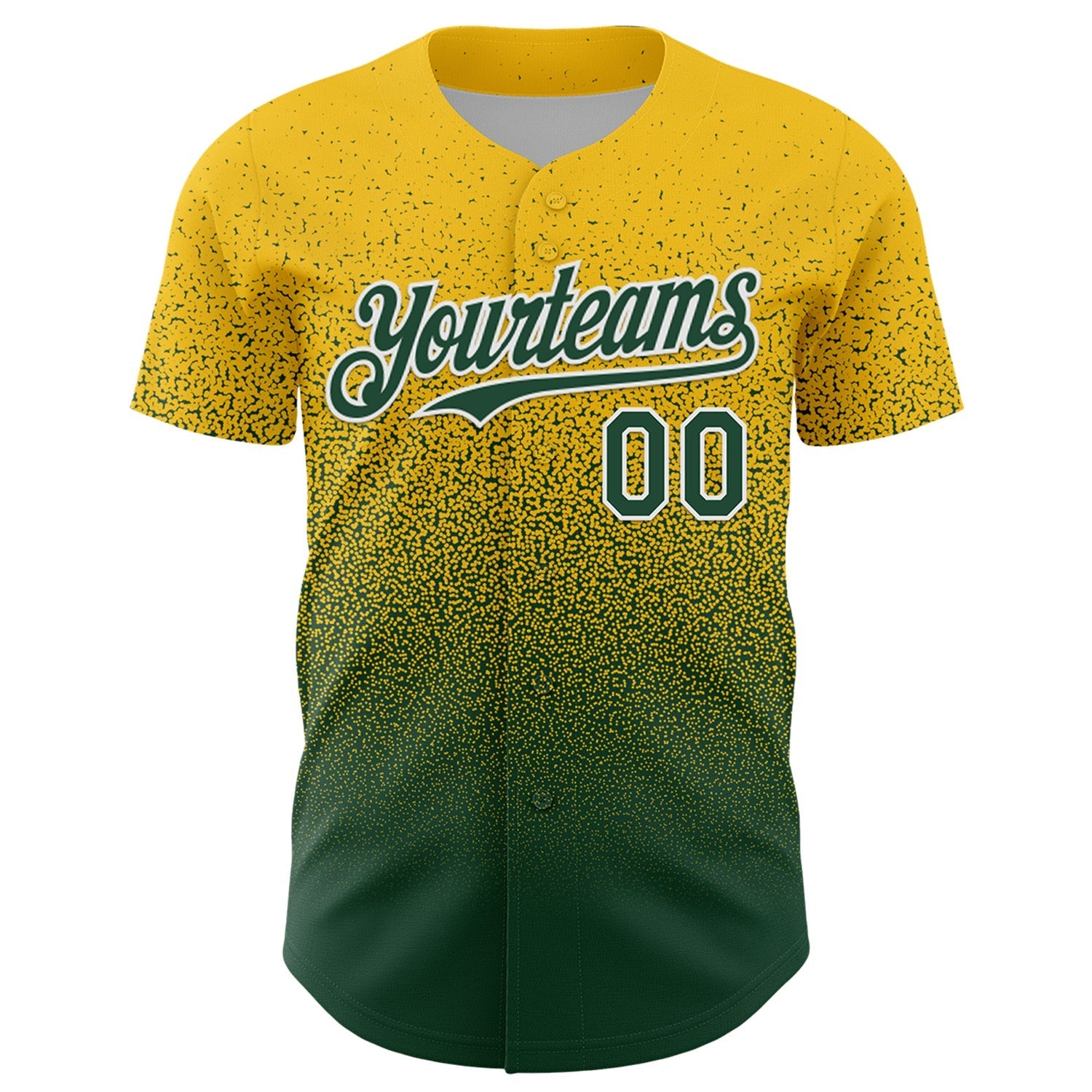 Custom Yellow Green-White Fade Fashion Speckle Authentic Baseball Jersey baseball jersey product view 2