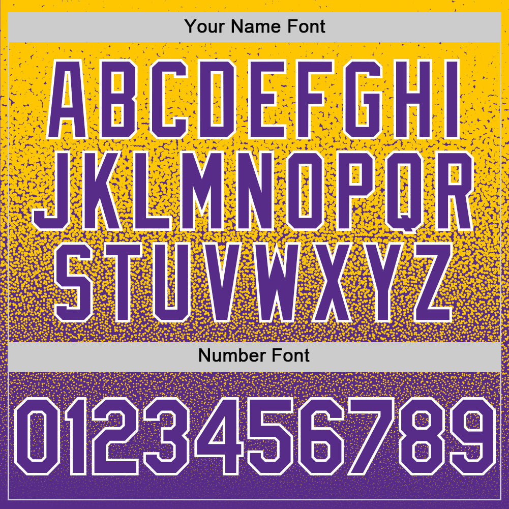 Custom Yellow Purple-White Fade Fashion Speckle Authentic Baseball Jersey baseball jersey product view 5