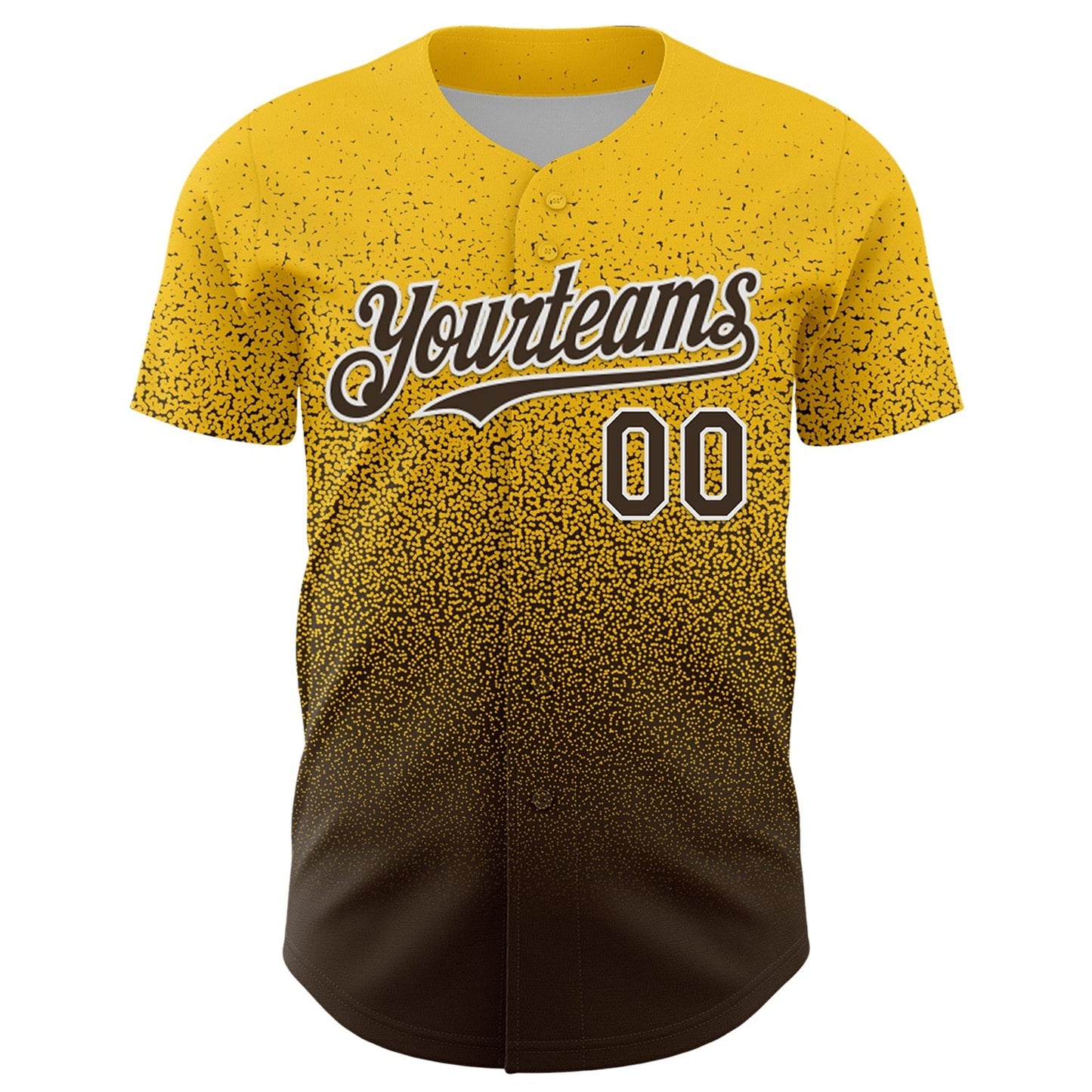 Custom Yellow Brown-White Fade Fashion Speckle Authentic Baseball Jersey baseball jersey product view 2