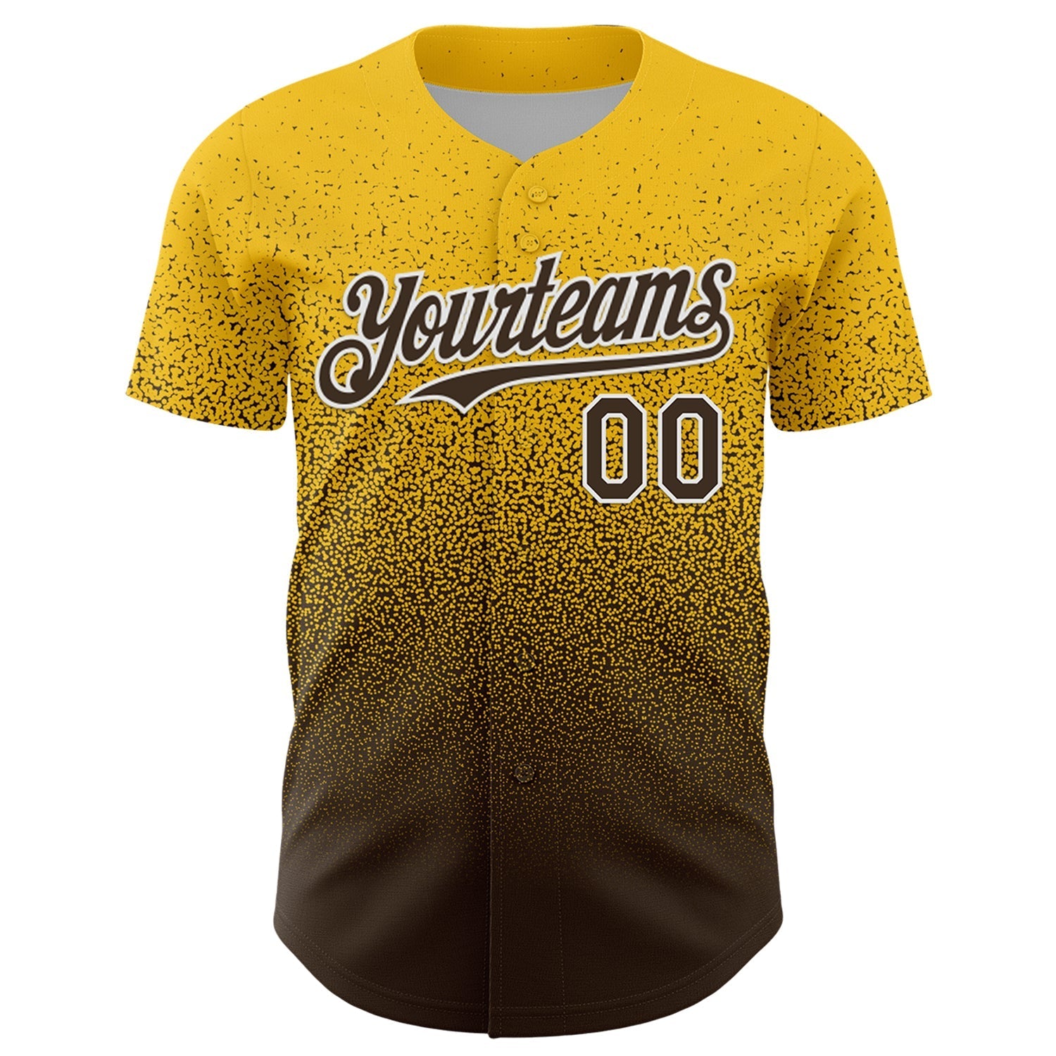 Custom Yellow Brown-White Fade Fashion Speckle Authentic Baseball Jersey baseball jersey product view 2