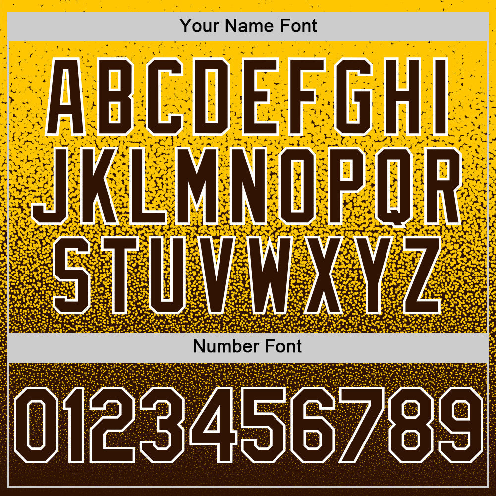 Custom Yellow Brown-White Fade Fashion Speckle Authentic Baseball Jersey baseball jersey product view 5