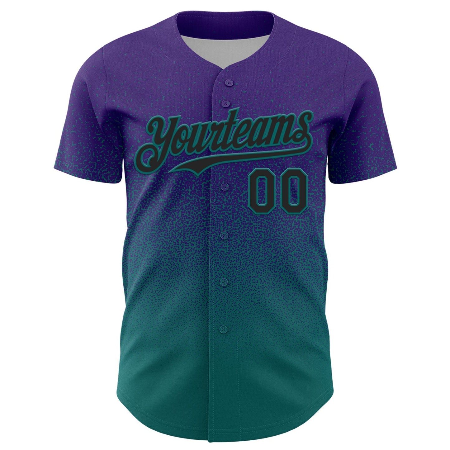 Custom Purple Black-Teal Fade Fashion Speckle Authentic Baseball Jersey baseball jersey product view 2
