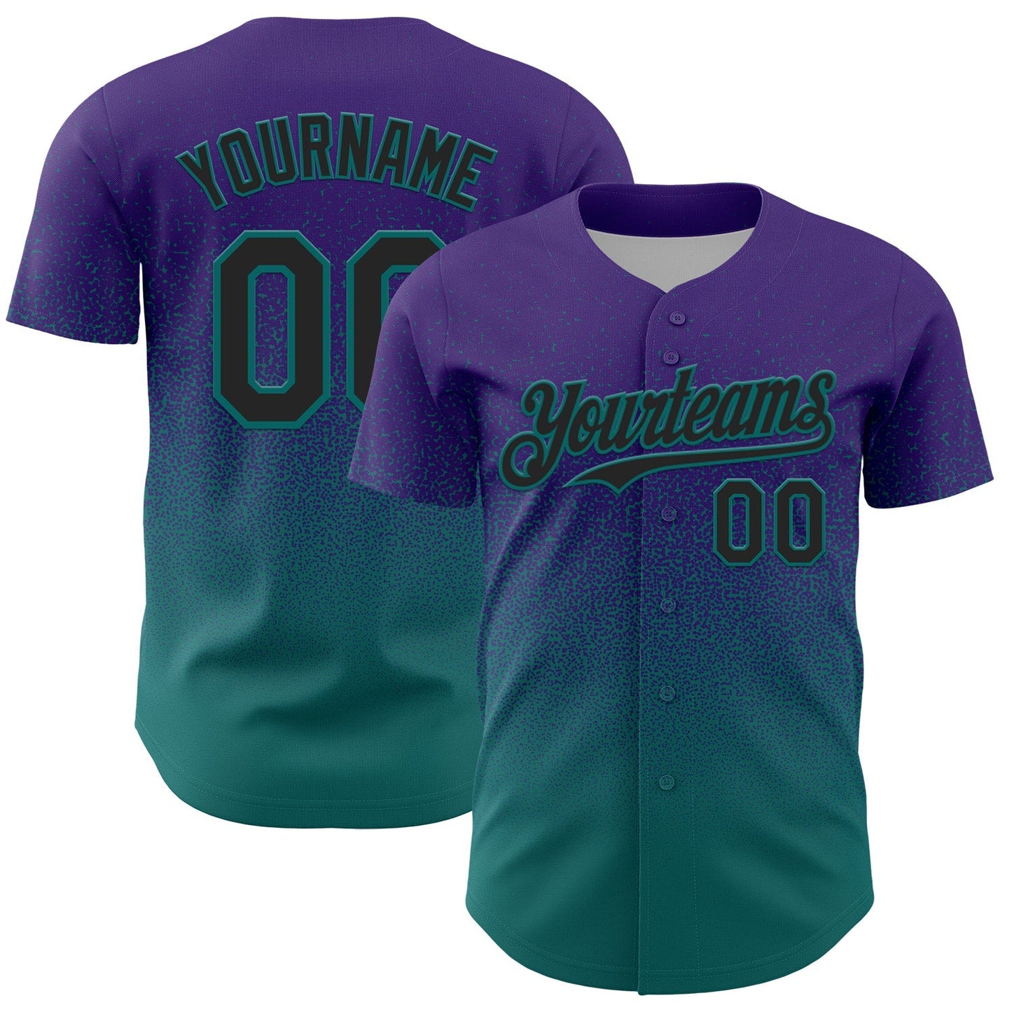 Custom Purple Black-Teal Fade Fashion Speckle Authentic Baseball Jersey baseball jersey product view 1