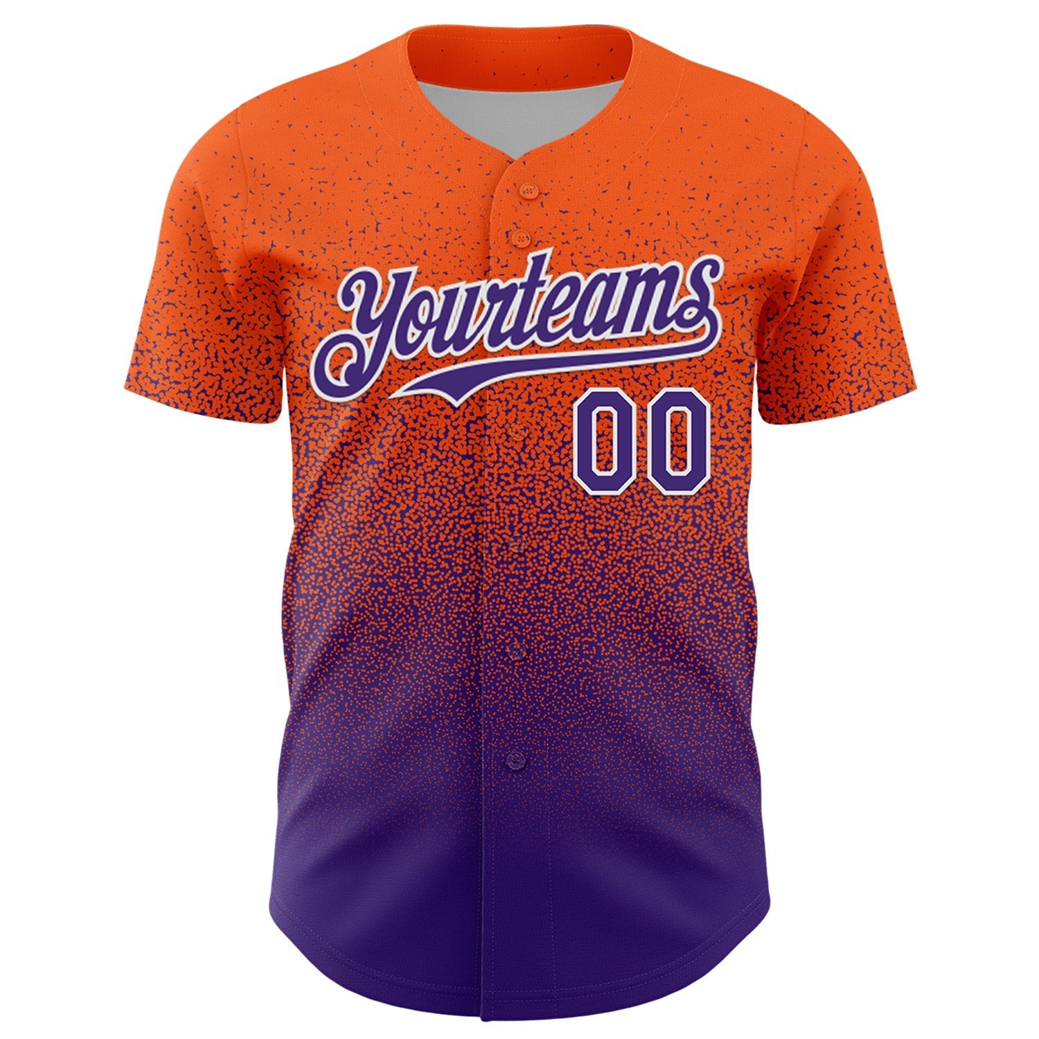 Custom Orange Purple-White Fade Fashion Speckle Authentic Baseball Jersey baseball jersey product view 2