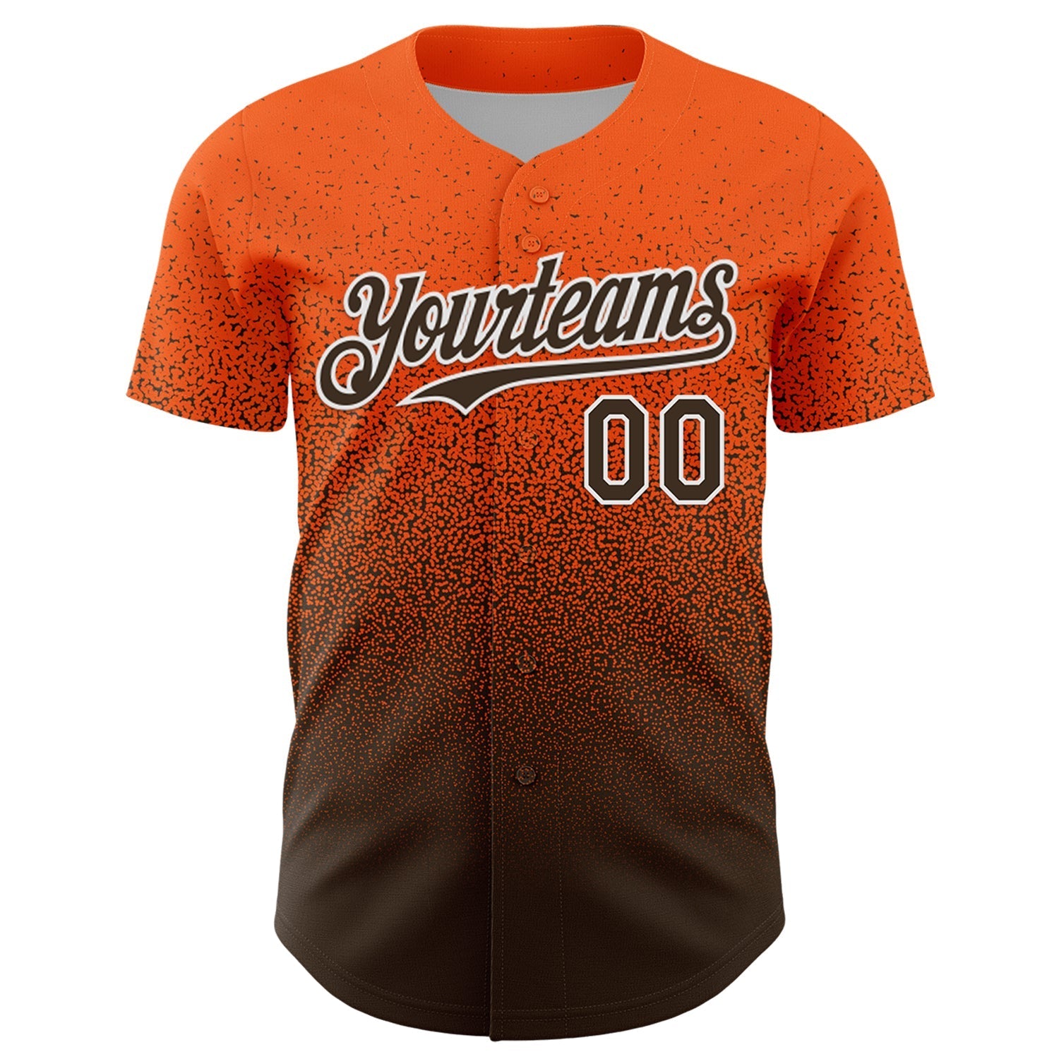 Custom Orange Brown-White Fade Fashion Speckle Authentic Baseball Jersey baseball jersey product view 2