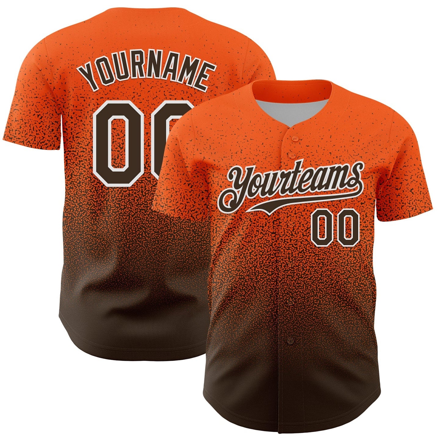 Custom Orange Brown-White Fade Fashion Speckle Authentic Baseball Jersey baseball jersey product view 1