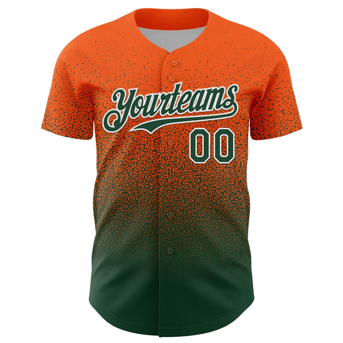 Custom Orange Green-White Fade Fashion Speckle Authentic Baseball Jersey baseball jersey product view 2