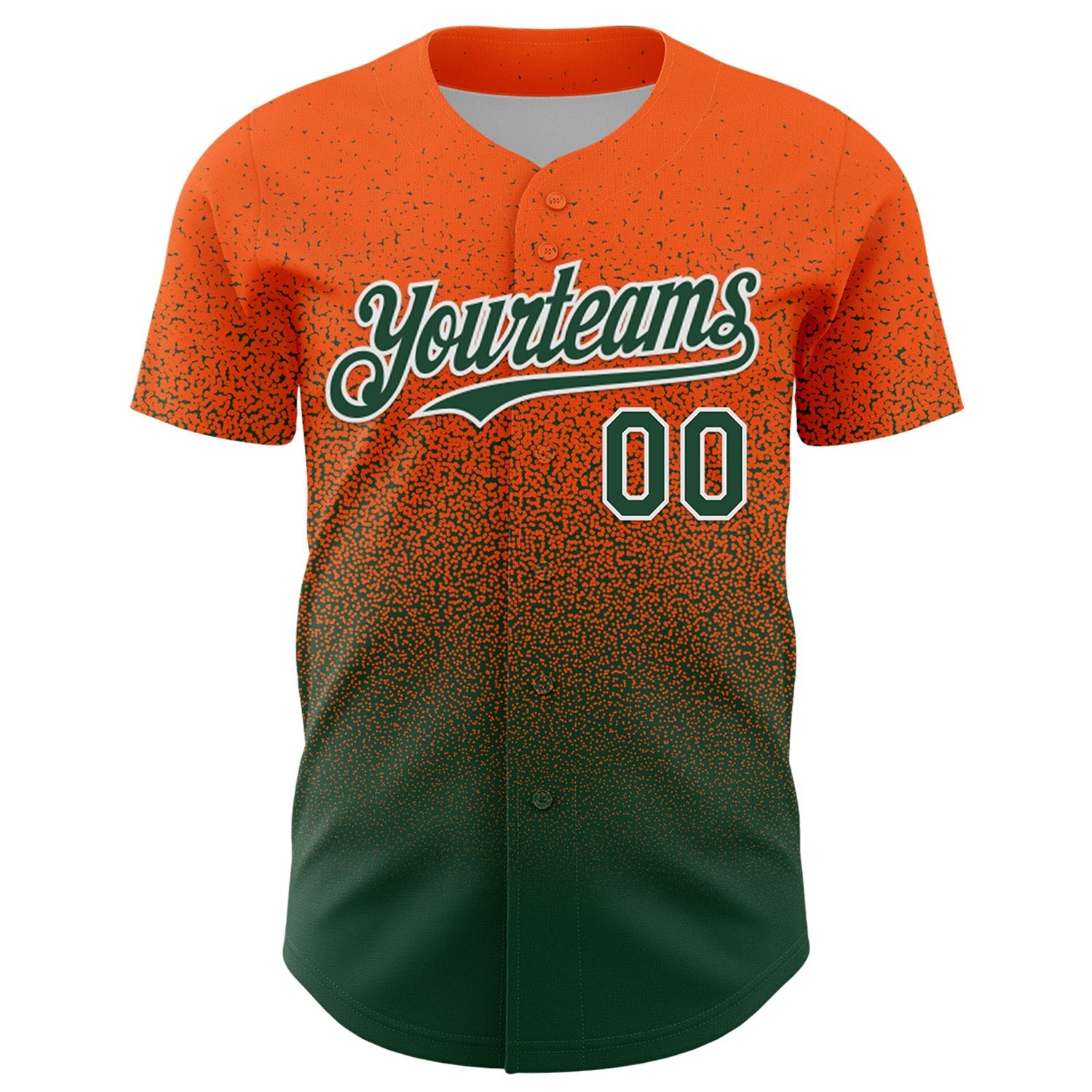 Custom Orange Green-White Fade Fashion Speckle Authentic Baseball Jersey baseball jersey product view 2