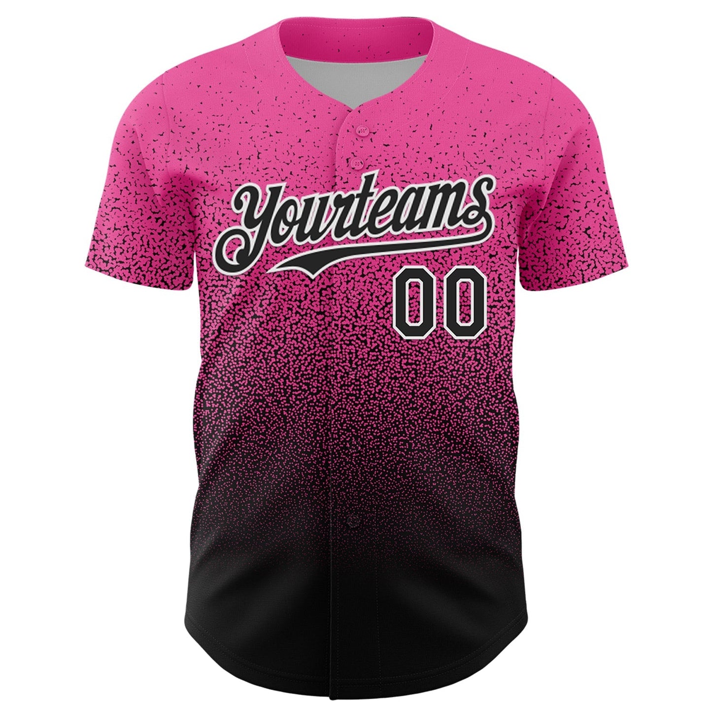 Custom Pink Black-White Fade Fashion Speckle Authentic Baseball Jersey baseball jersey product view 2