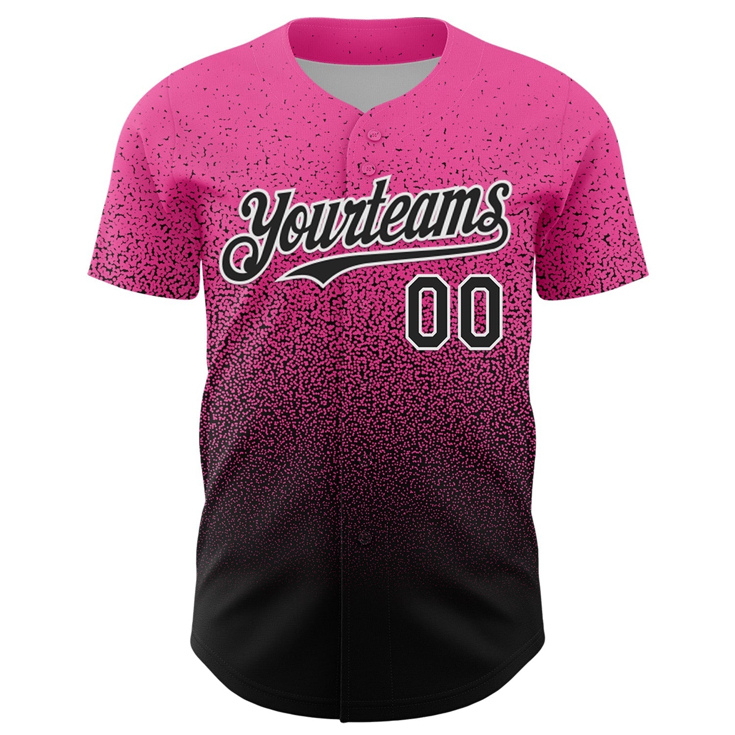 Custom Pink Black-White Fade Fashion Speckle Authentic Baseball Jersey baseball jersey product view 2