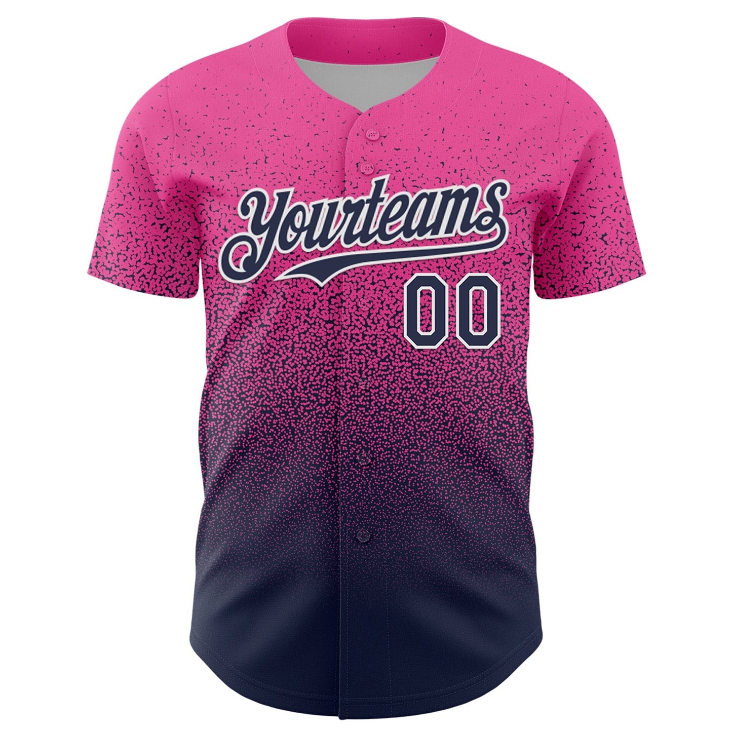 Custom Pink Navy-White Fade Fashion Speckle Authentic Baseball Jersey baseball jersey product view 2