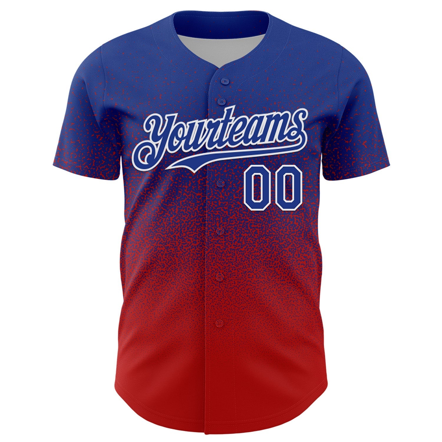 Custom Royal White-Red Fade Fashion Speckle Authentic Baseball Jersey baseball jersey product view 2