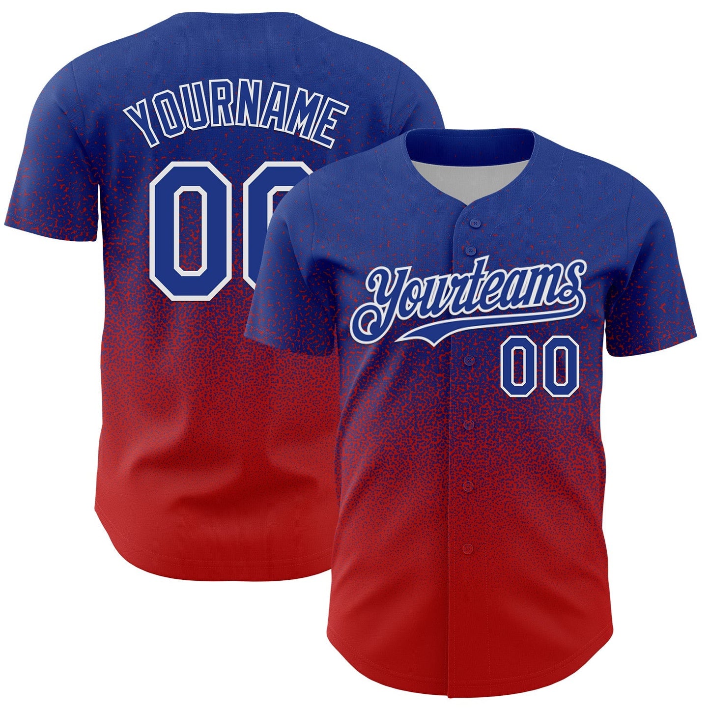 Custom Royal White-Red Fade Fashion Speckle Authentic Baseball Jersey baseball jersey product view 1