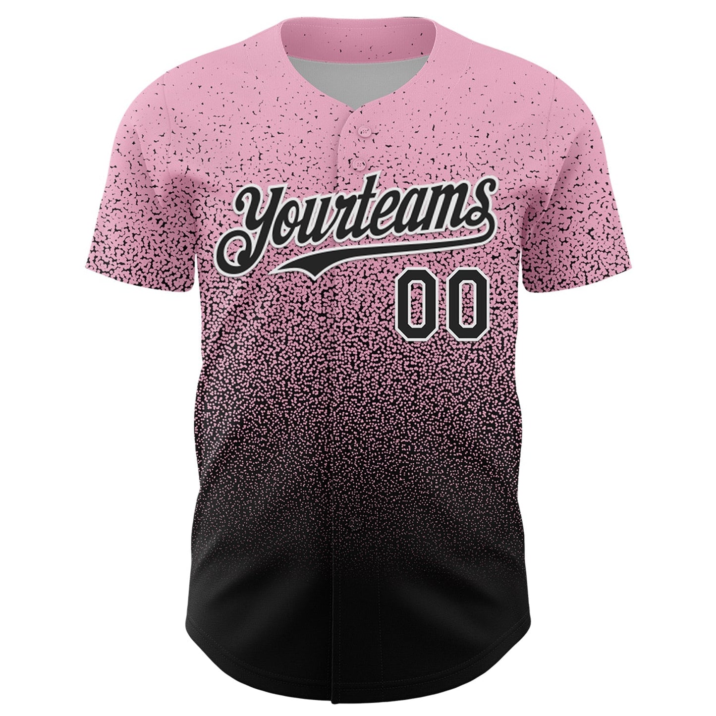 Custom Light Pink Black-White Fade Fashion Speckle Authentic Baseball Jersey baseball jersey product view 2