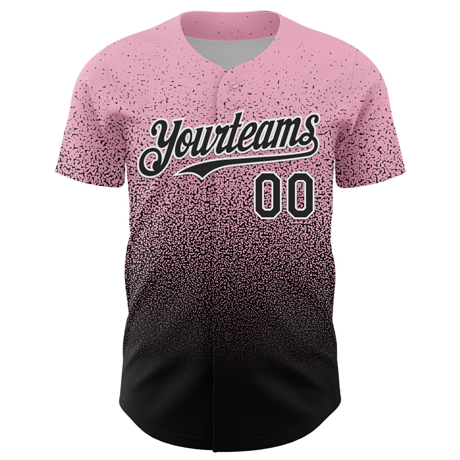 Custom Light Pink Black-White Fade Fashion Speckle Authentic Baseball Jersey baseball jersey product view 2