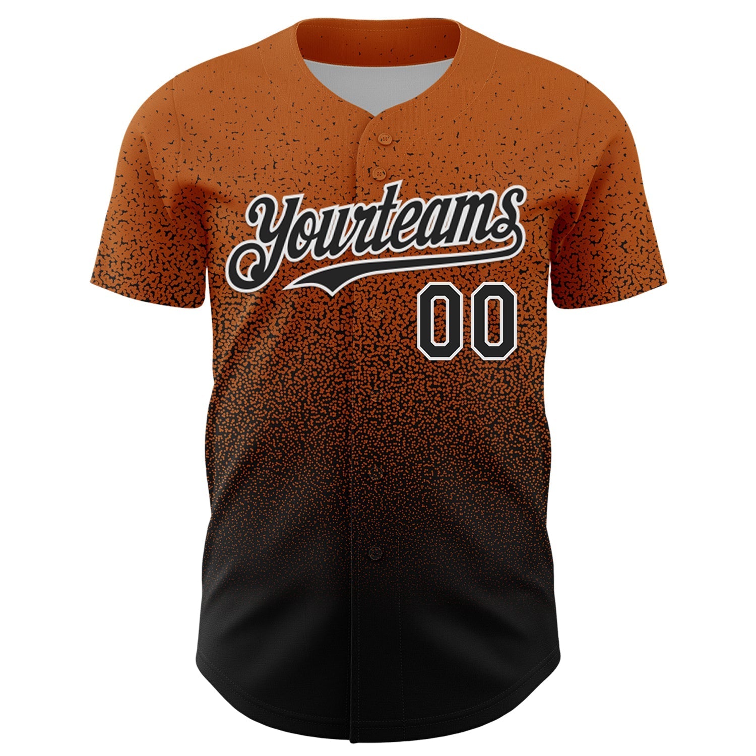 Custom Bay Orange Black-White Fade Fashion Speckle Authentic Baseball Jersey baseball jersey product view 2