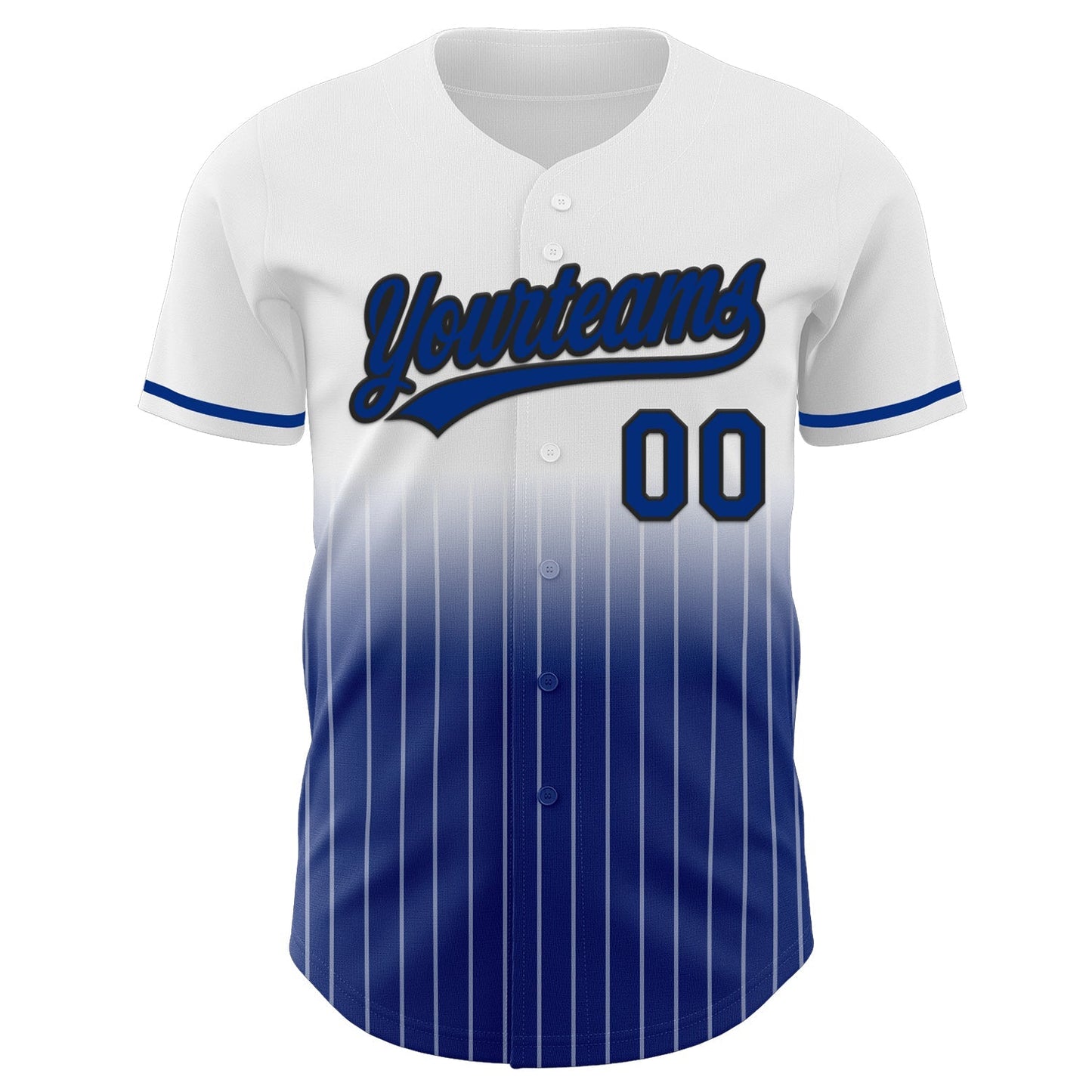 Custom White Pinstripe Royal-Black Authentic Fade Fashion Baseball Jersey baseball jersey product view 2