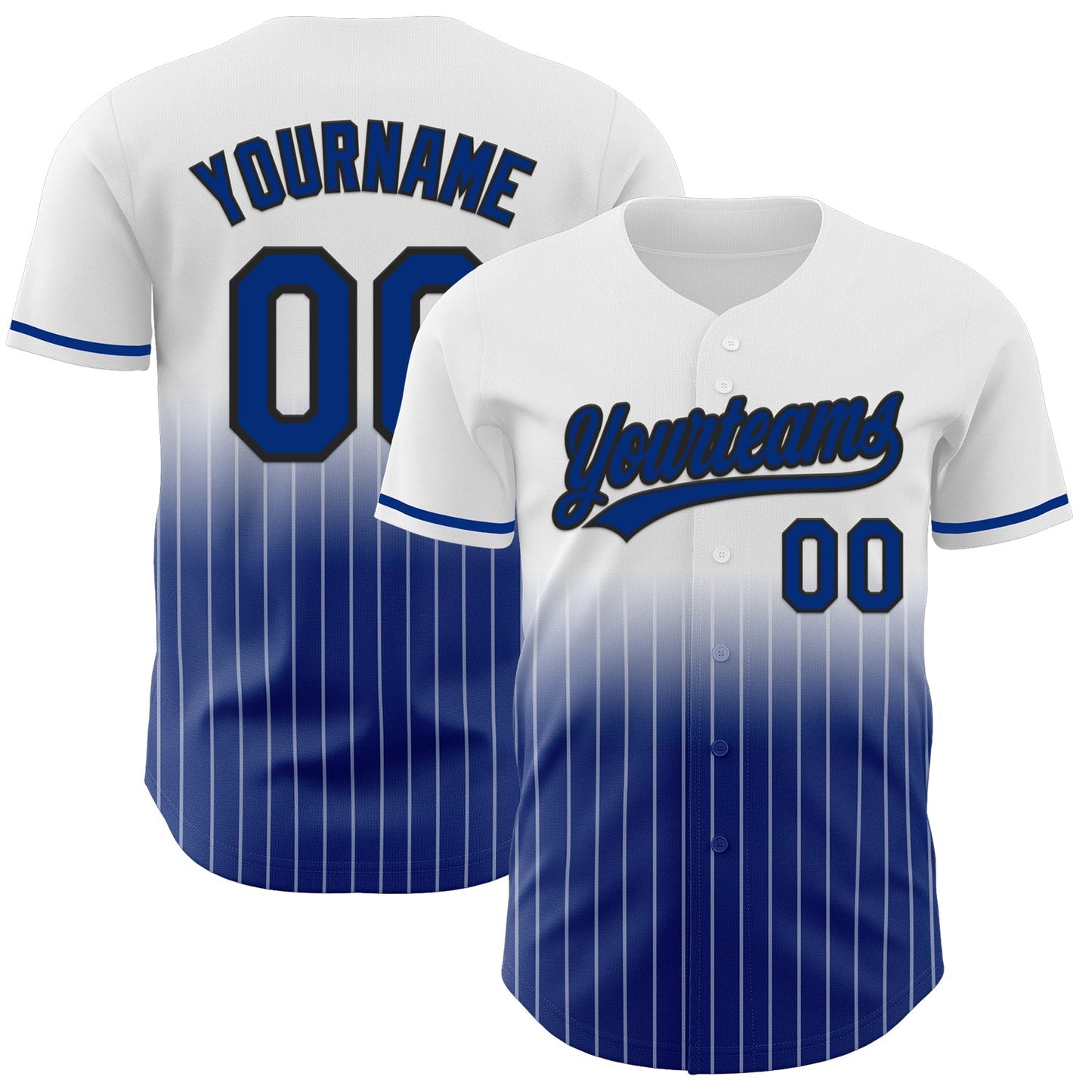 Custom White Pinstripe Royal-Black Authentic Fade Fashion Baseball Jersey baseball jersey product view 1