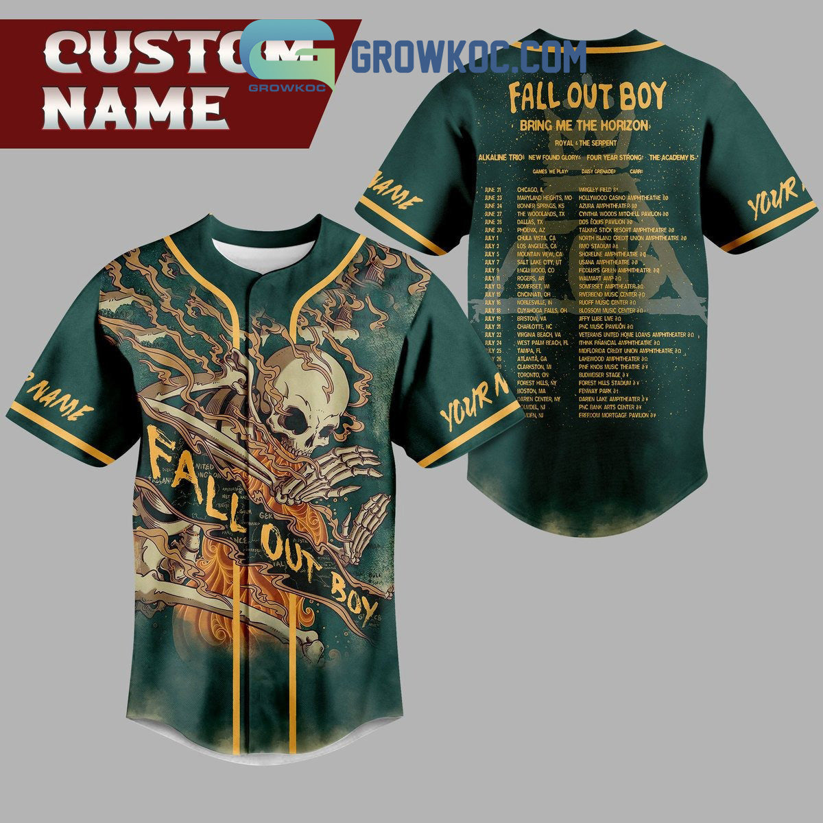 Fall Out Boy Bring Me The Horizon Personalized Baseball Jersey baseball jersey product view 1