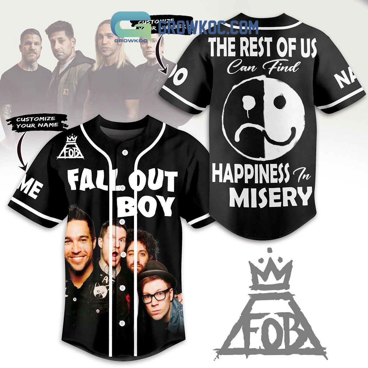 Fall Out Boy Happiness In Mistery Personalized Baseball Jersey baseball jersey product view 1