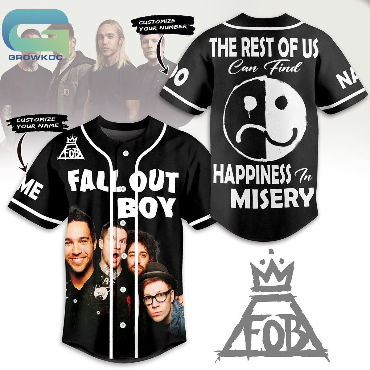 Fall Out Boy The Rest Of Us Can Find Happiness In Mysery Personalized Baseball Jersey baseball jersey product view 1