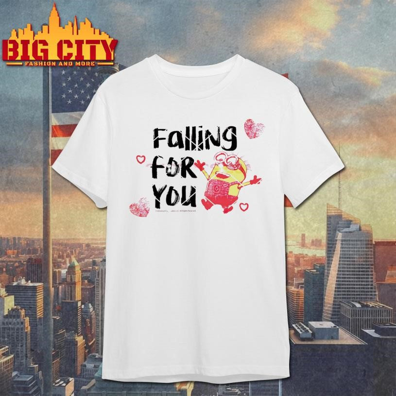 Falling For You Minion Hearts Love Valentine Shirt Unisex T-shirt, Sweatshirt, Hoodie, Long Sleeve Tee - T-Shirt, Sweatshirt, Hoodie
