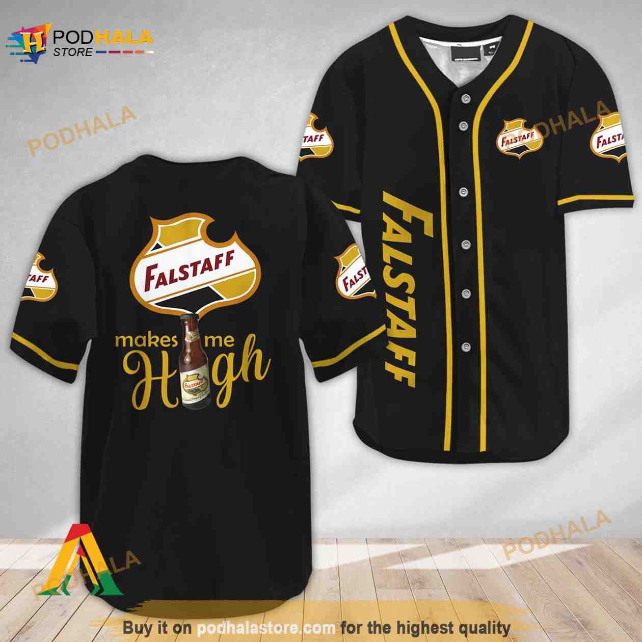 Falstaff Beer Make Me High 3D Baseball Jersey baseball jersey product view 1
