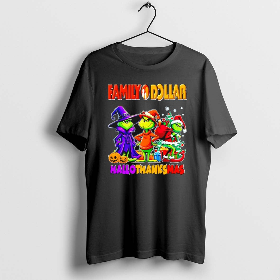 Family Dollar X Grinch 2025 Halloween Thanksgiving Christmas T Shirts Unisex T-shirt, Sweatshirt, Hoodie, Long Sleeve Tee - T-Shirt, Sweatshirt, Hoodie