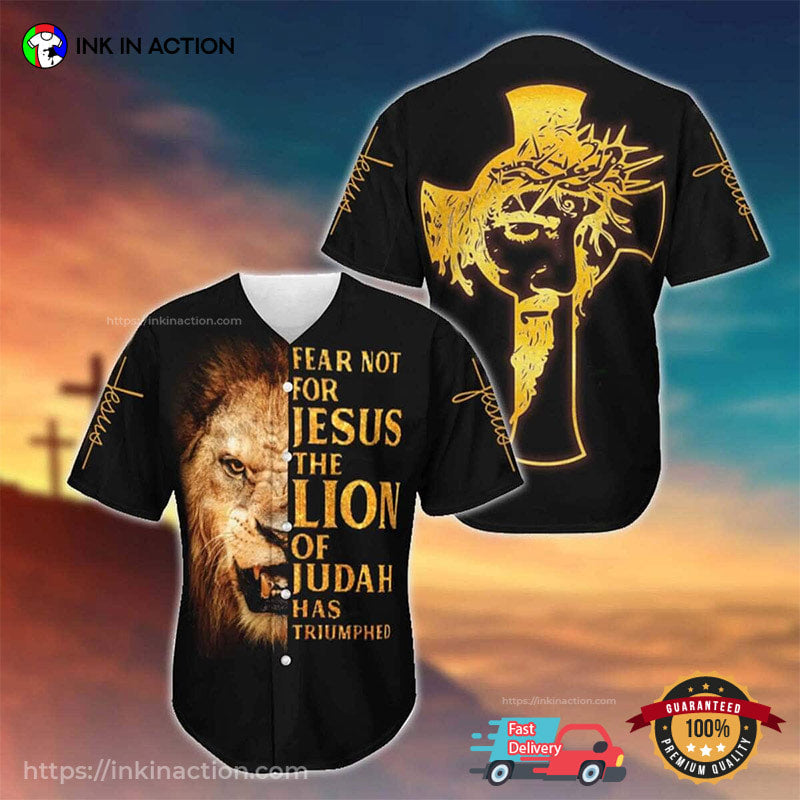 Fear Not For Jesus The Lion Of Judah Has Triumphed Baseball Jersey baseball jersey product view 1