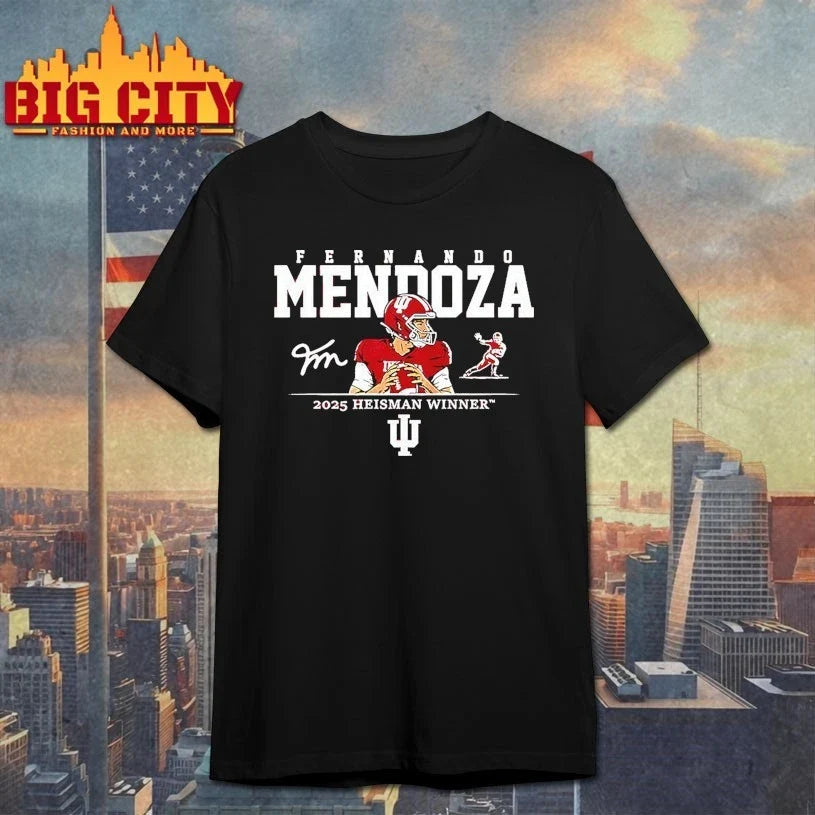 Fernando Mendoza 2025 Heisman Winner signature shirt Unisex T-shirt, Sweatshirt, Hoodie, Long Sleeve Tee - T-Shirt, Sweatshirt, Hoodie