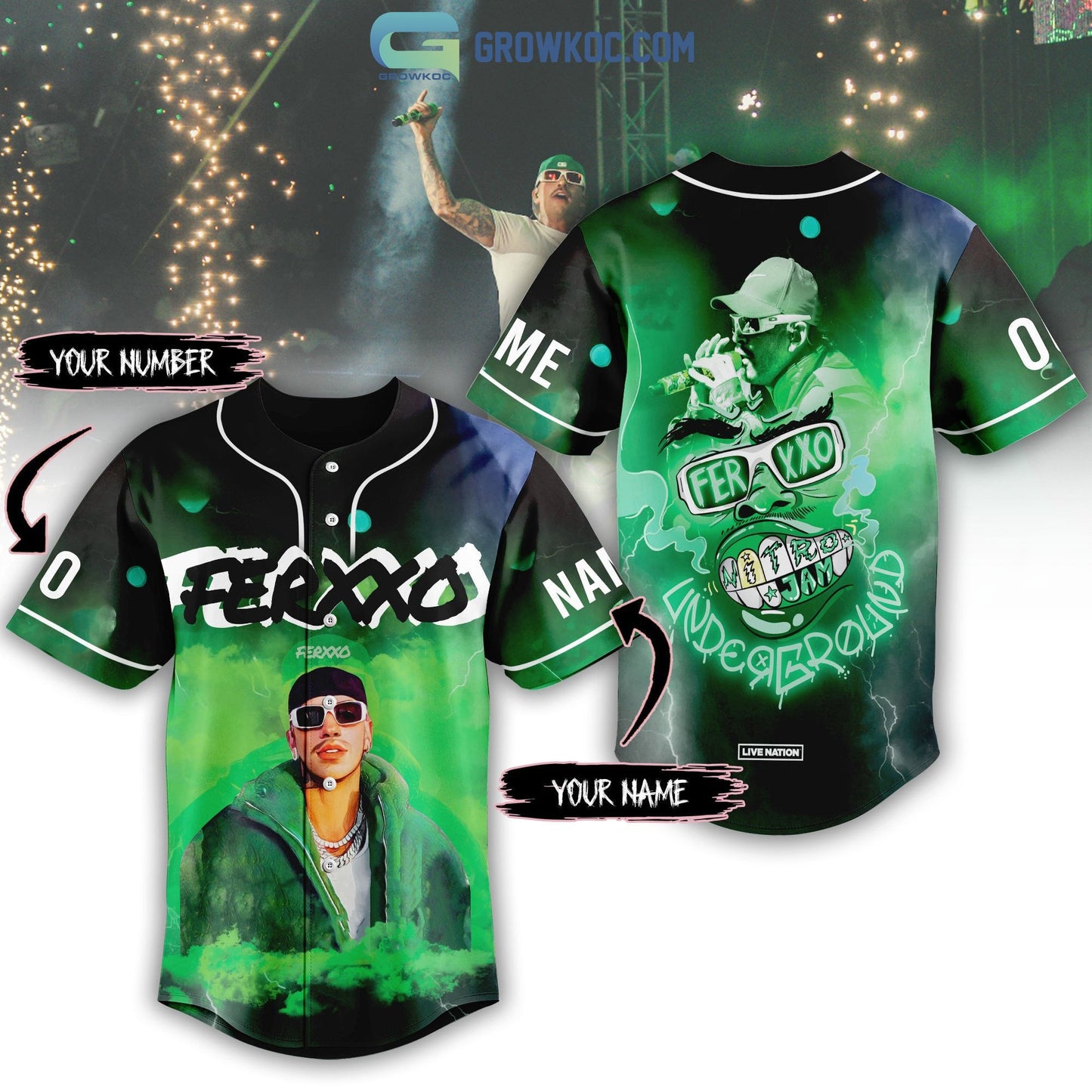 Ferxxo Nitro Jam Underground Personalized Baseball Jersey baseball jersey product view 1