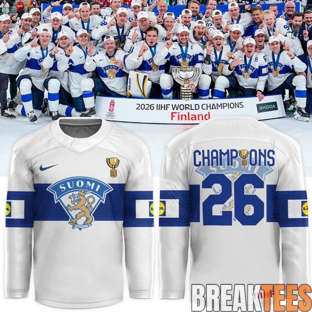 Finland 2026 IIHF World Champions Hockey Jersey Unisex T-shirt, Sweatshirt, Hoodie, Long Sleeve Tee - T-Shirt, Sweatshirt, Hoodie
