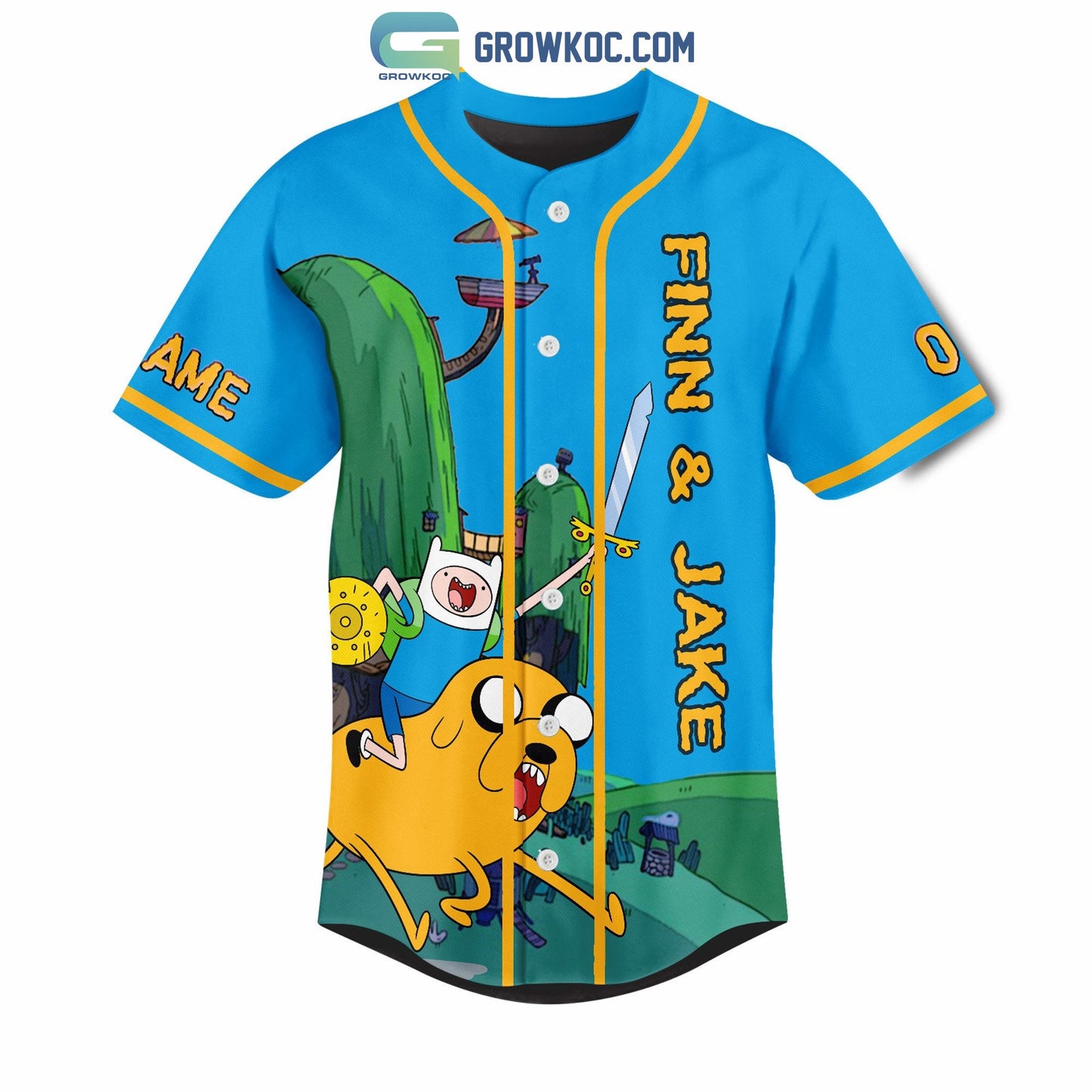 Finn and Jake Adventure Time Personalized Baseball Jersey baseball jersey product view 2