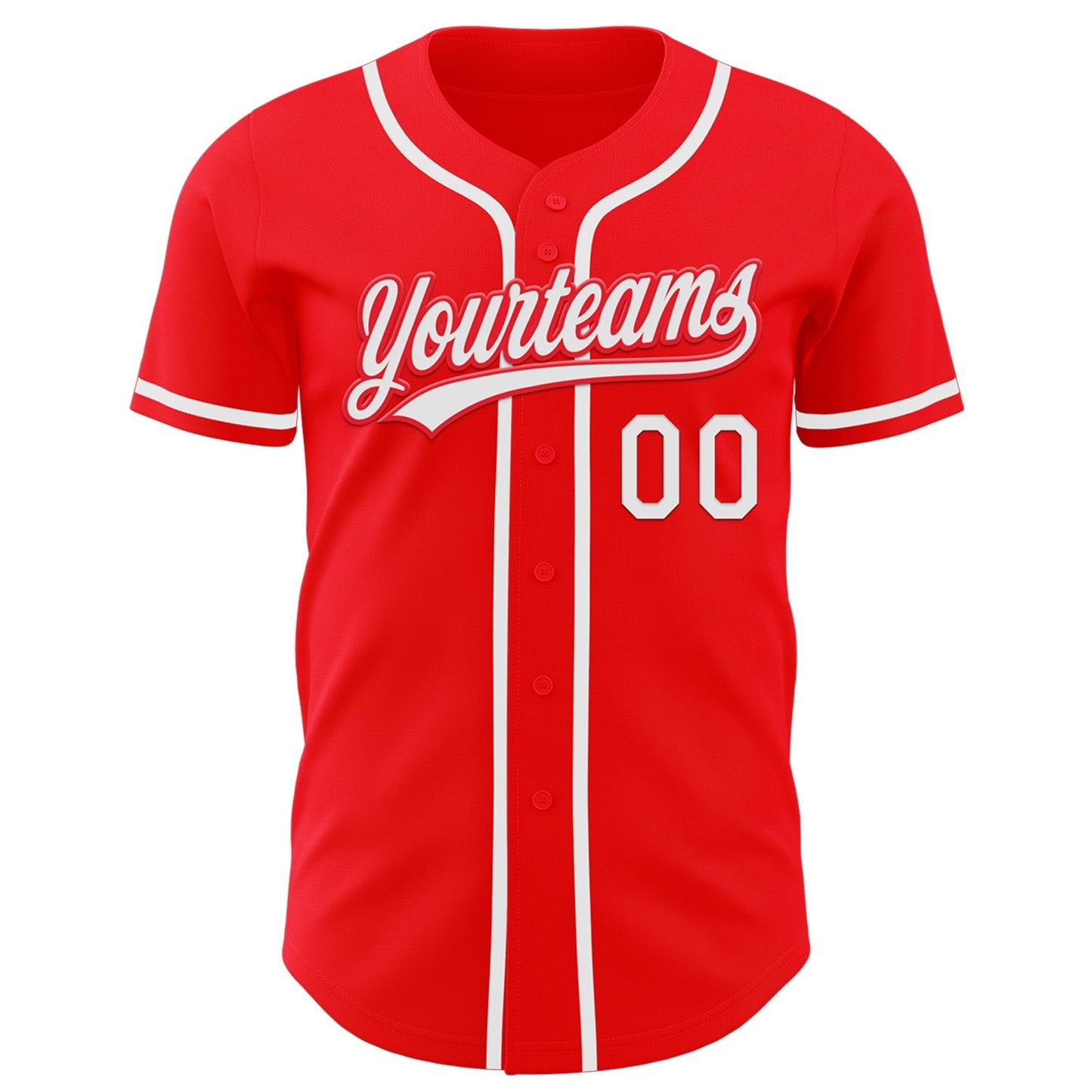 Custom Fire Red White Authentic Baseball Jersey baseball jersey product view 2