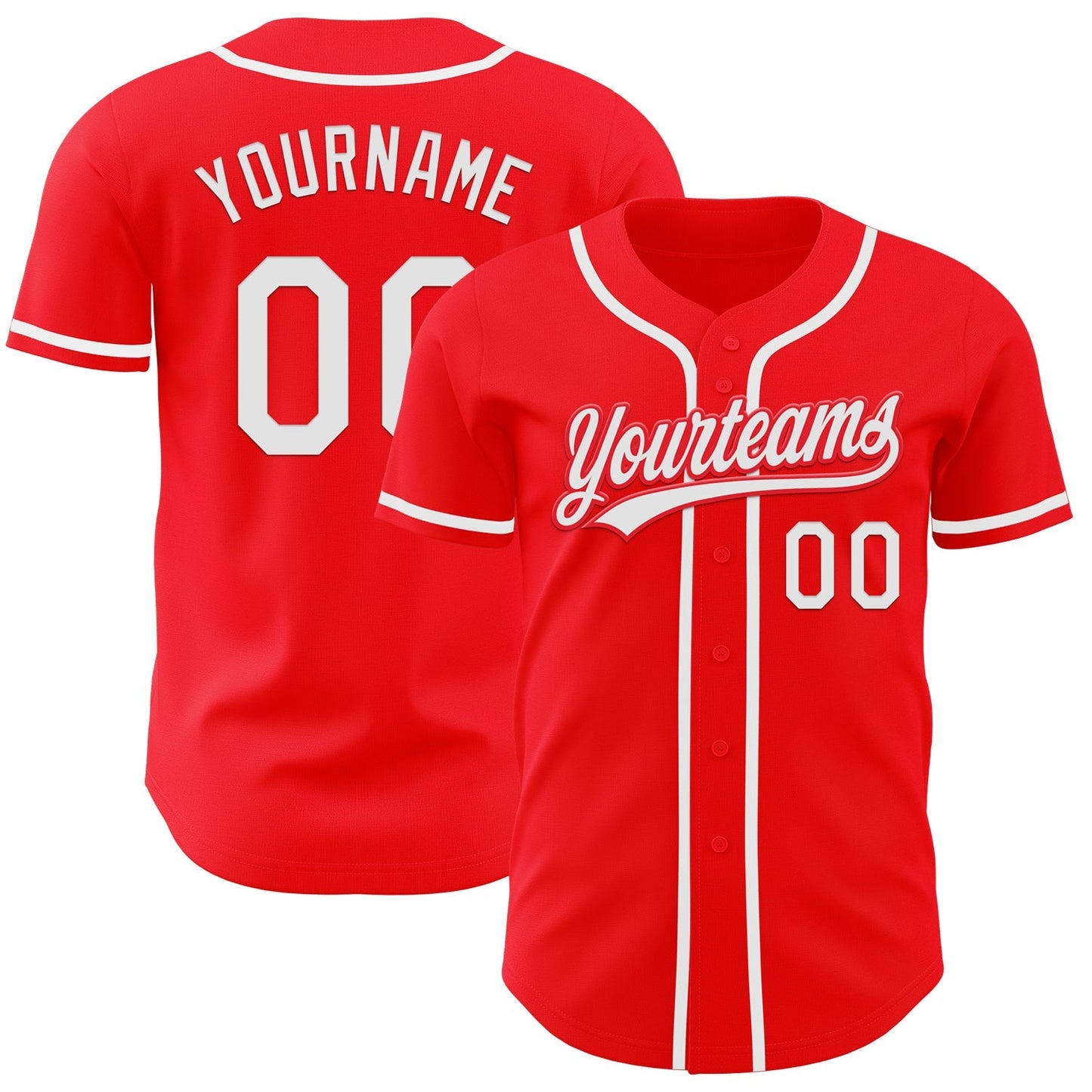 Custom Fire Red White Authentic Baseball Jersey baseball jersey product view 1