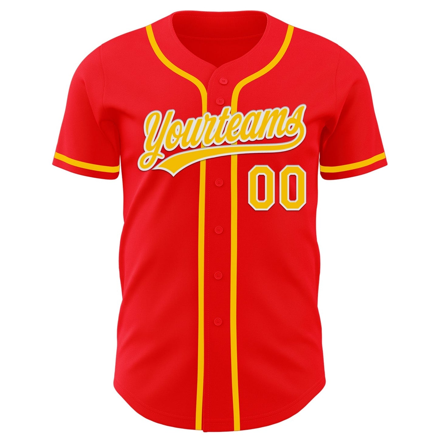Custom Fire Red Yellow-White Authentic Baseball Jersey baseball jersey product view 2