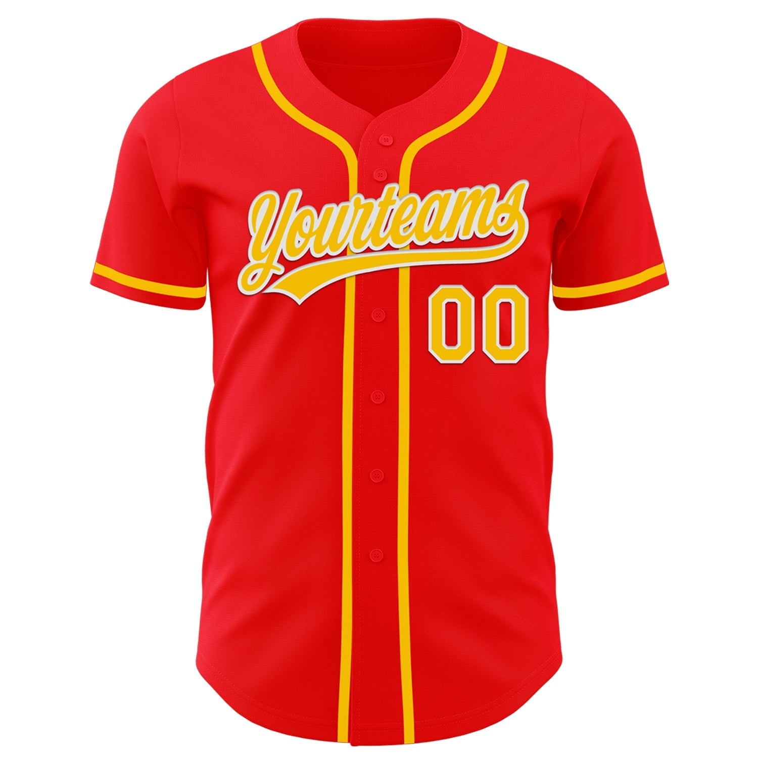Custom Fire Red Yellow-White Authentic Baseball Jersey baseball jersey product view 2