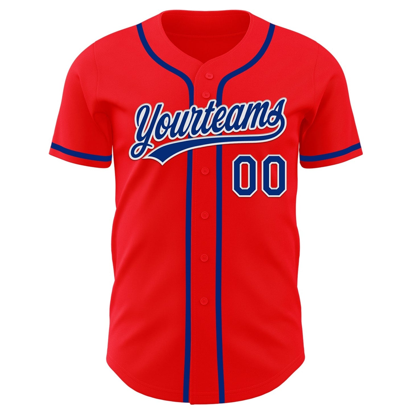 Custom Fire Red Royal-White Authentic Baseball Jersey baseball jersey product view 2
