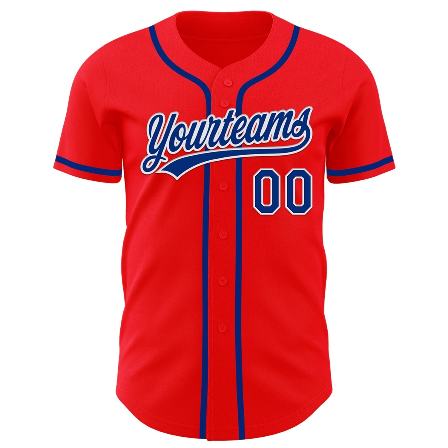 Custom Fire Red Royal-White Authentic Baseball Jersey baseball jersey product view 2