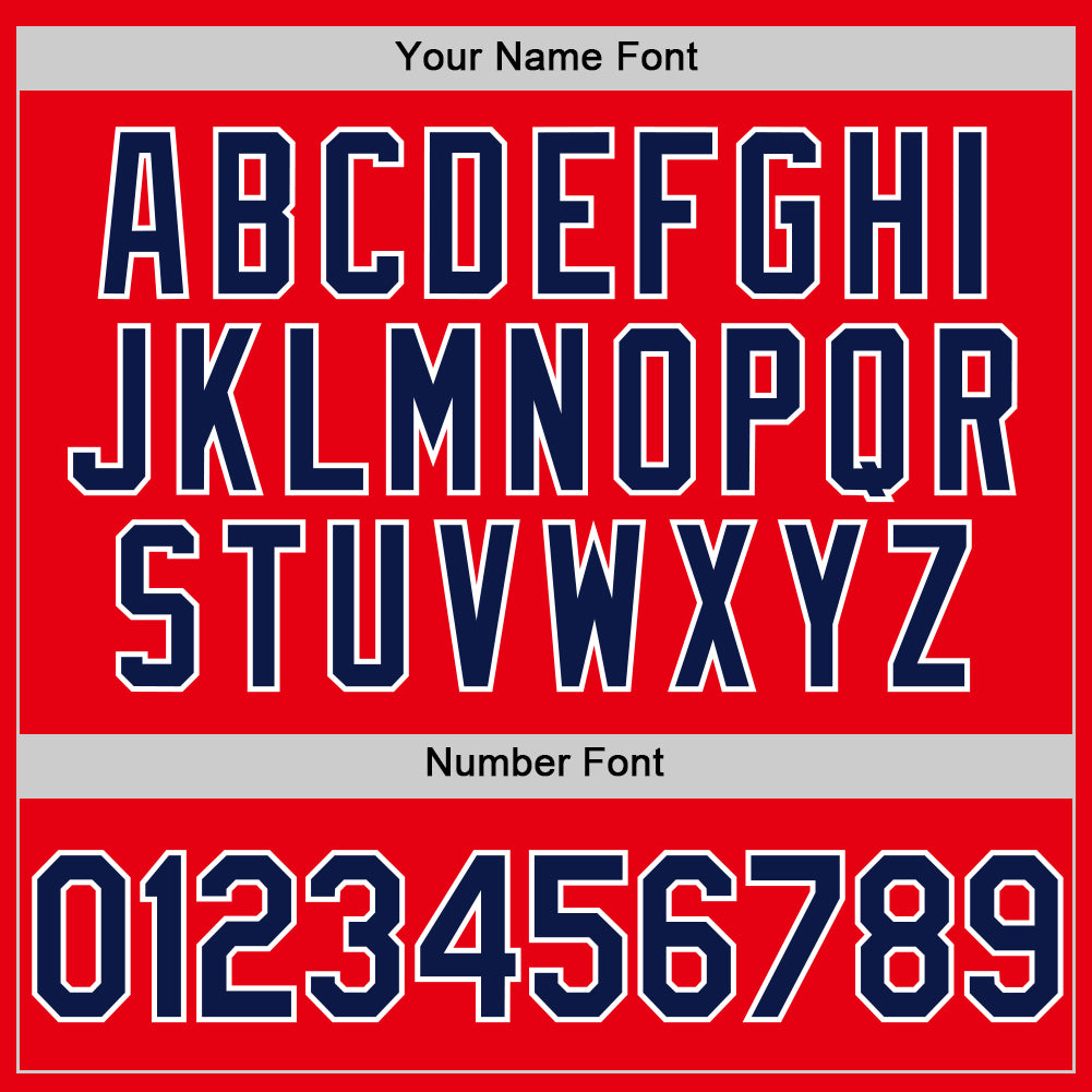 Custom Fire Red Navy-White Authentic Baseball Jersey baseball jersey product view 5