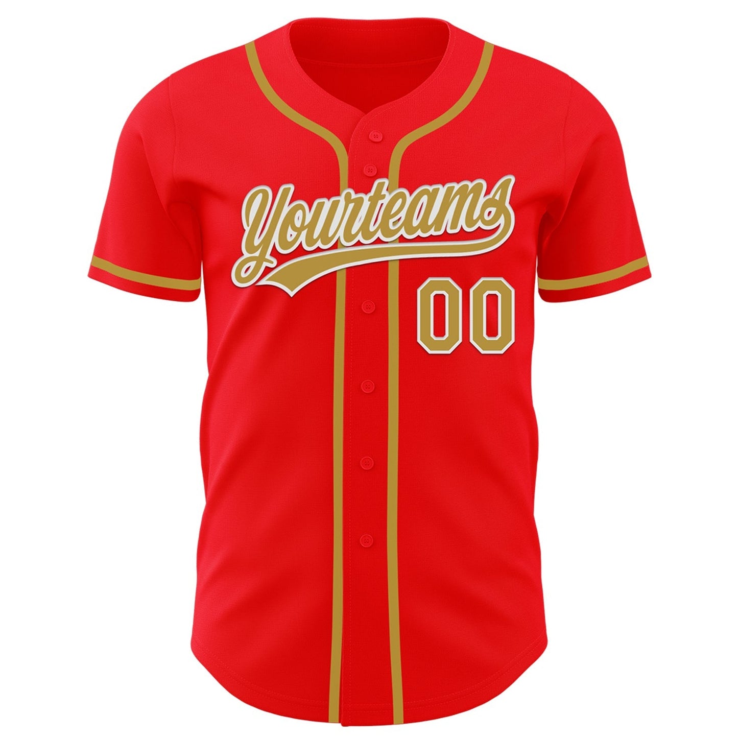 Custom Fire Red Old Gold-White Authentic Baseball Jersey baseball jersey product view 2